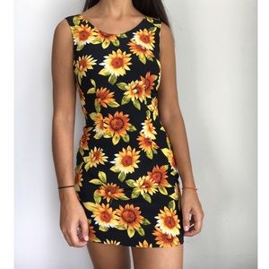 Vintage sunflower mini dress S